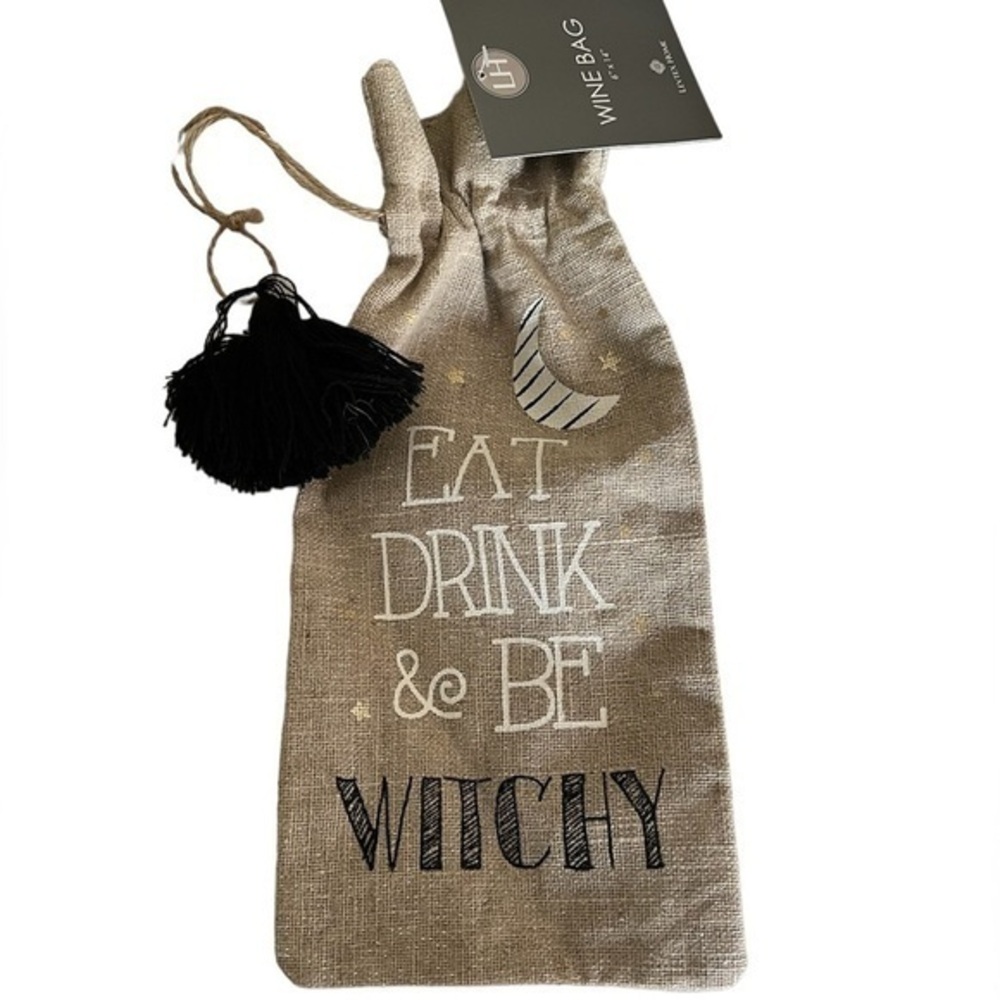 ✨Save for next year! Burlap Tassel Tie Eat, Drink & Be Witchy Wine Gift Bag